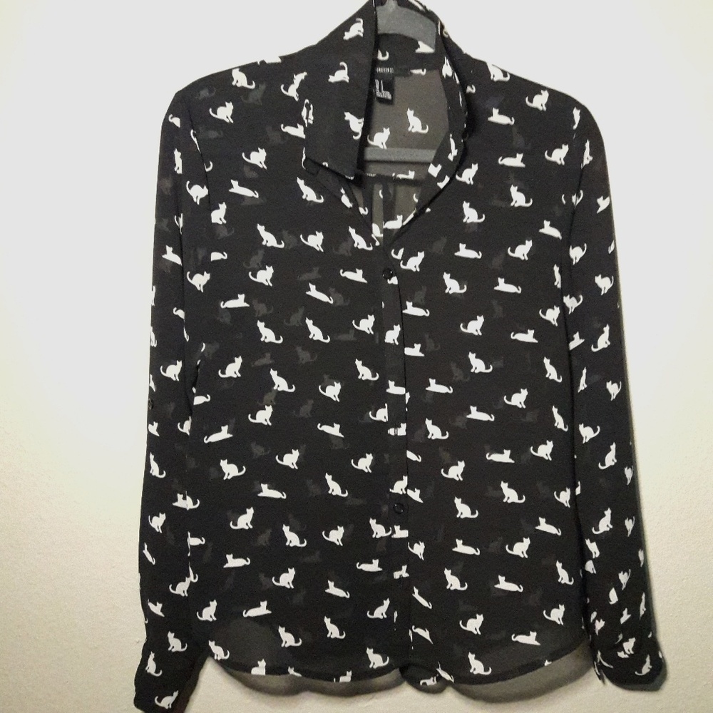 Forever 21 cat button up